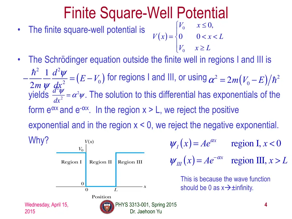 finite square well potential the finite square