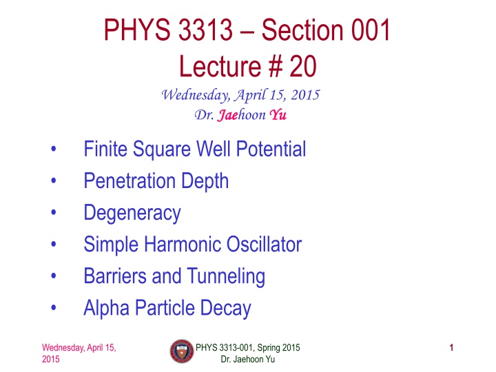 phys 3313 section 001 lecture 20 wednesday april