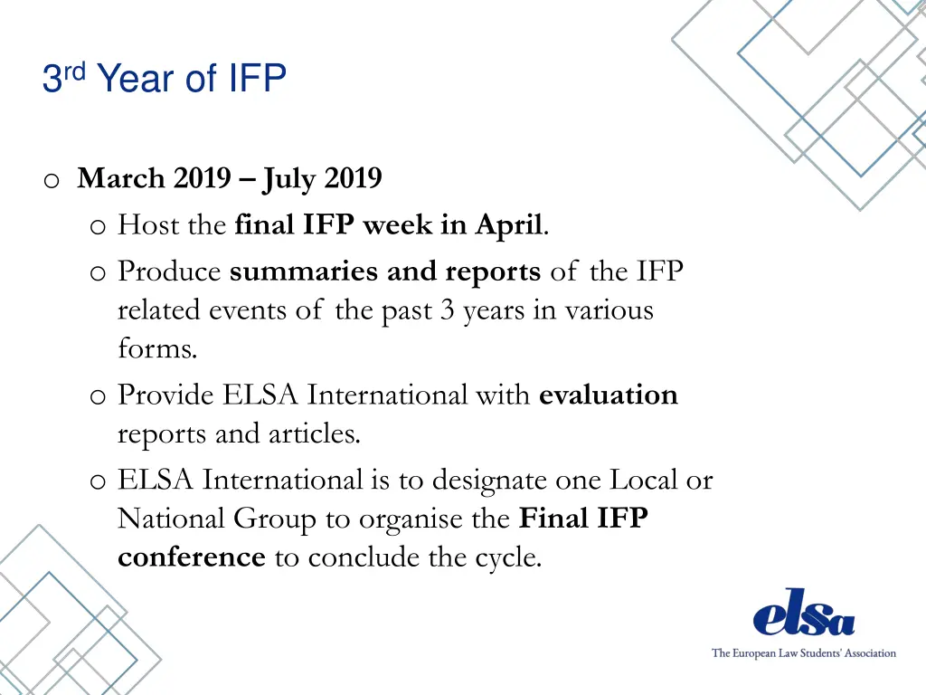 3 rd year of ifp 1