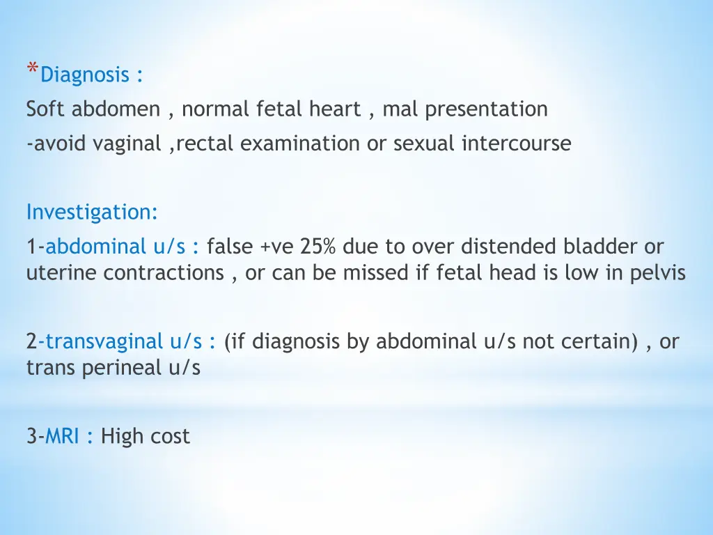 diagnosis soft abdomen normal fetal heart