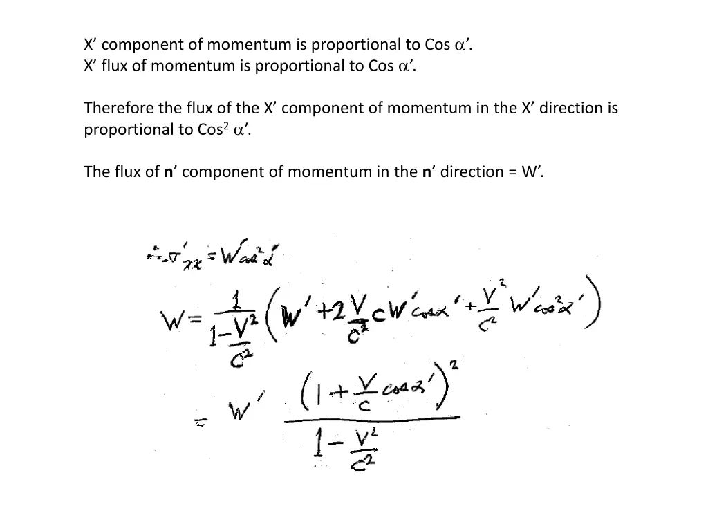 x component of momentum is proportional