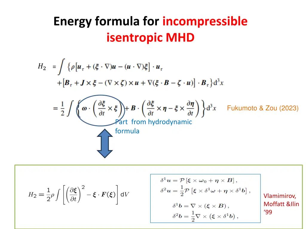 energy formula for incompressible isentropic mhd 1