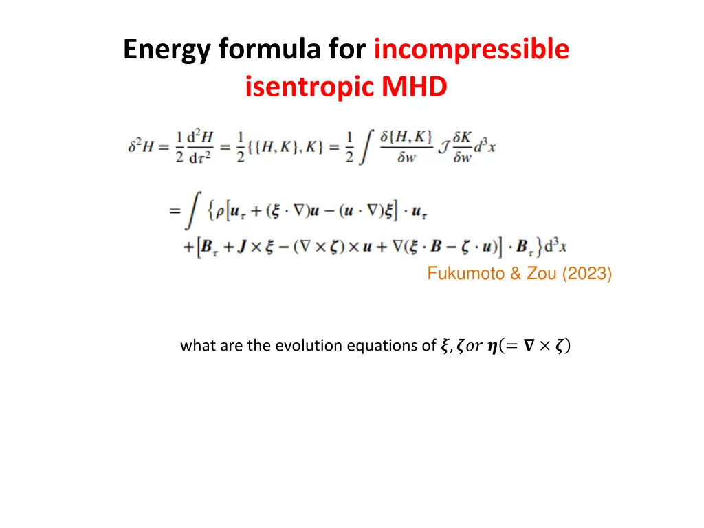 energy formula for incompressible isentropic mhd