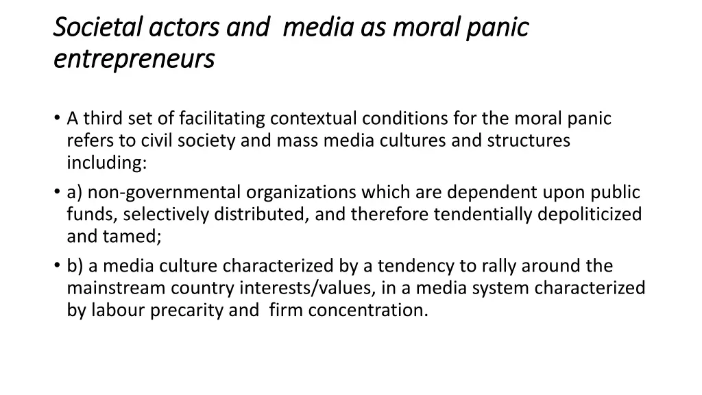 societal actors and media as moral panic societal