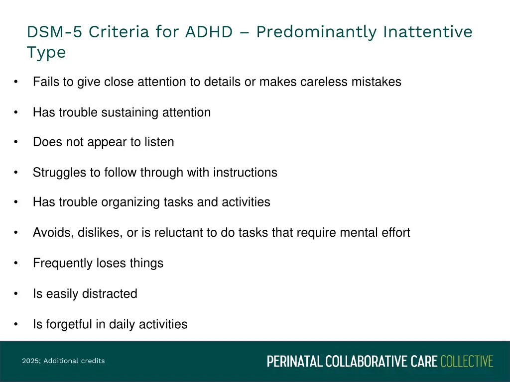 dsm 5 criteria for adhd predominantly inattentive