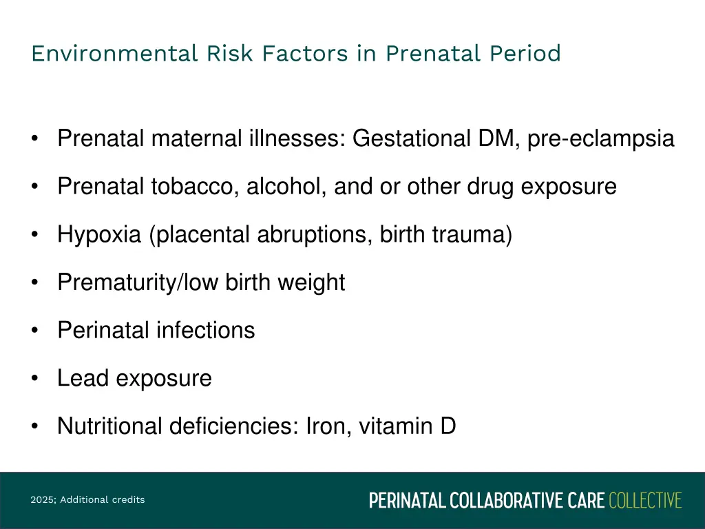 environmental risk factors in prenatal period
