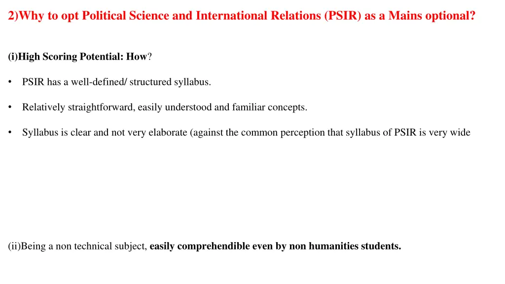 2 why to opt political science and international