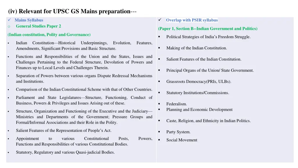 iv relevant for upsc gs mains preparation