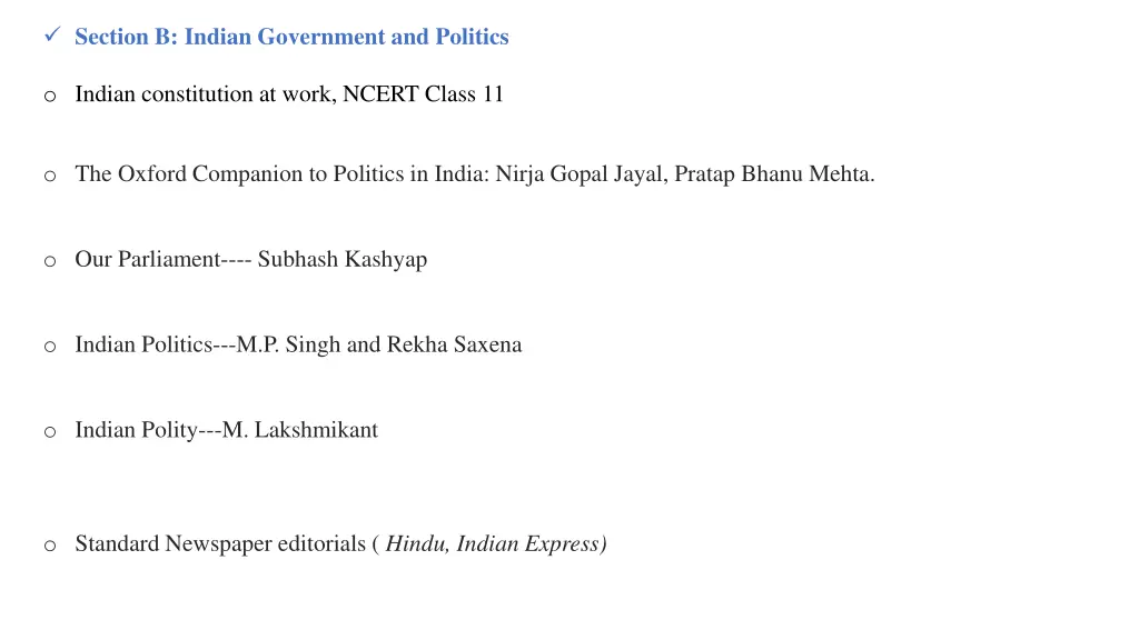 section b indian government and politics