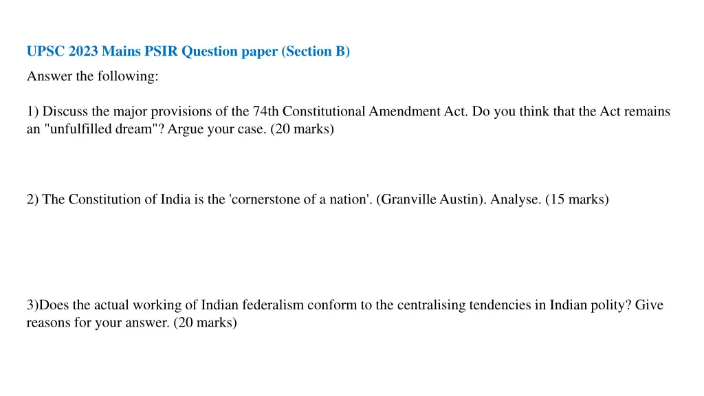 upsc 2023 mains psir question paper section b