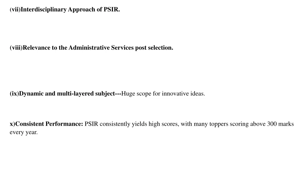 vii interdisciplinary approach of psir