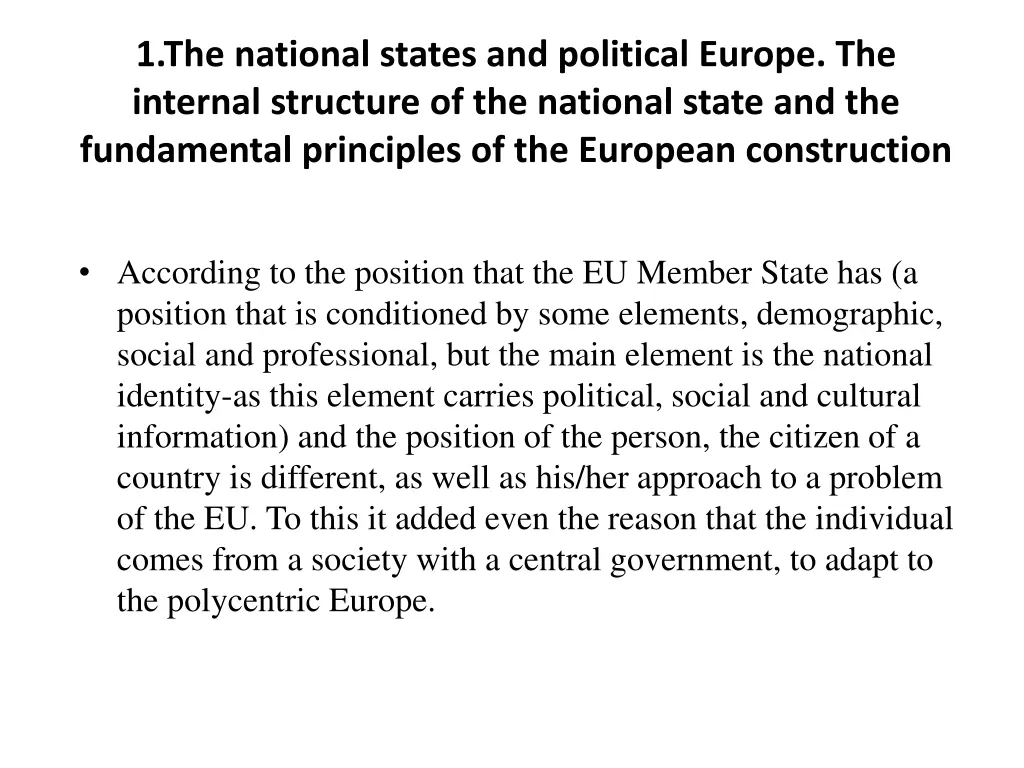 1 the national states and political europe