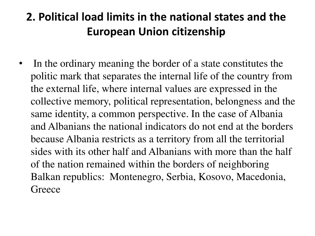 2 political load limits in the national states