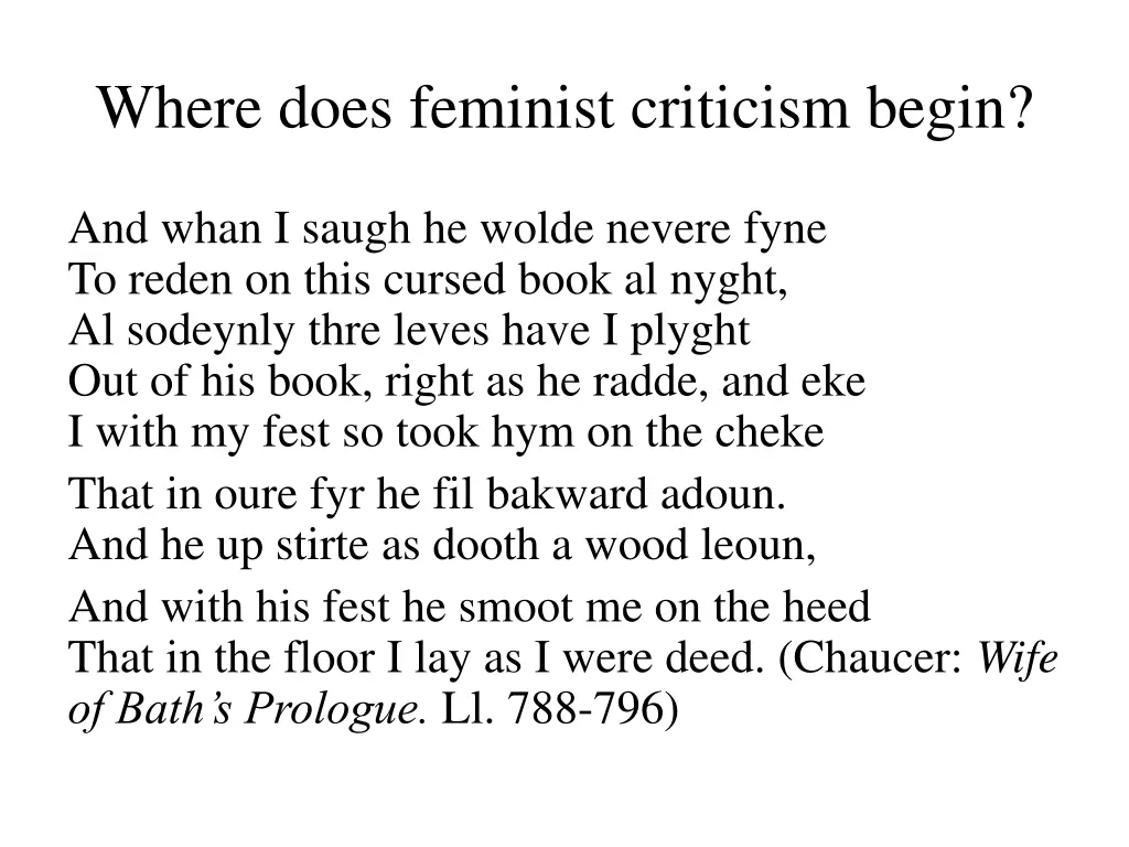where does feminist criticism begin