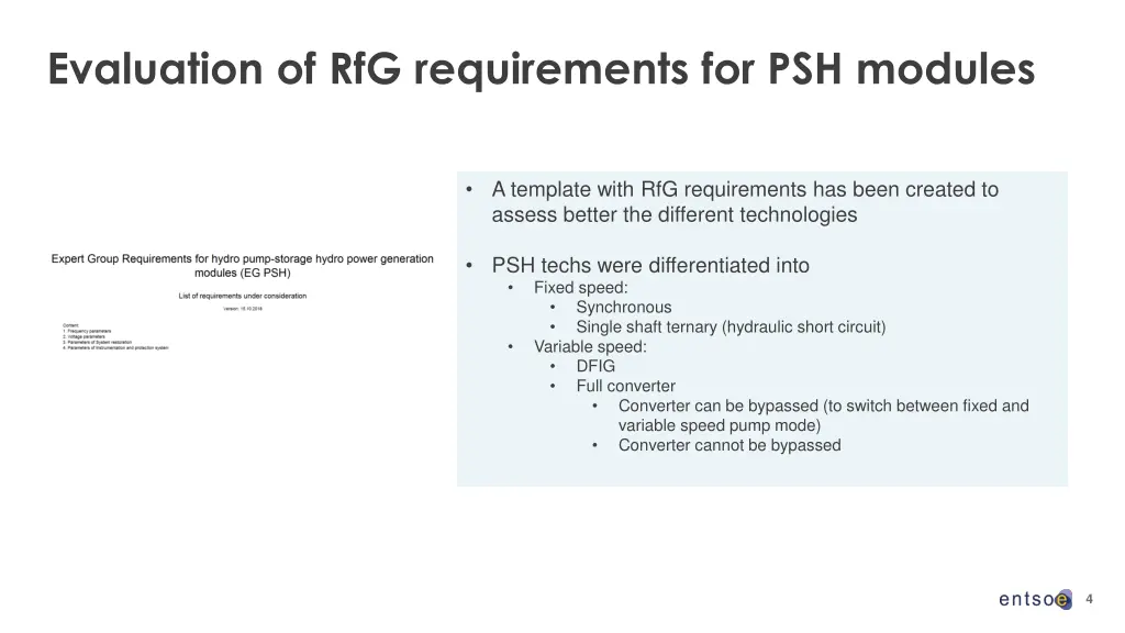 evaluation of rfg requirements for psh modules