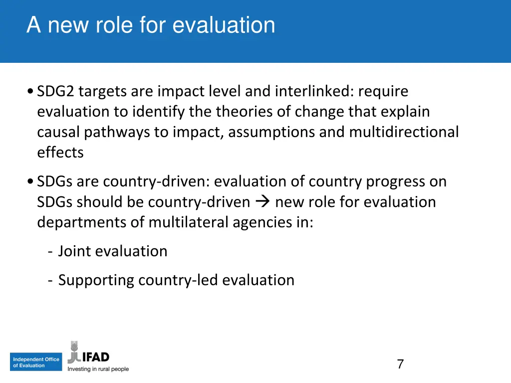 a new role for evaluation