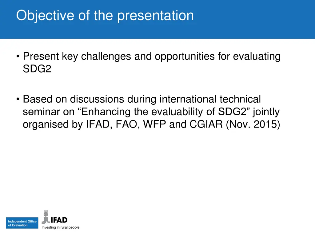 objective of the presentation