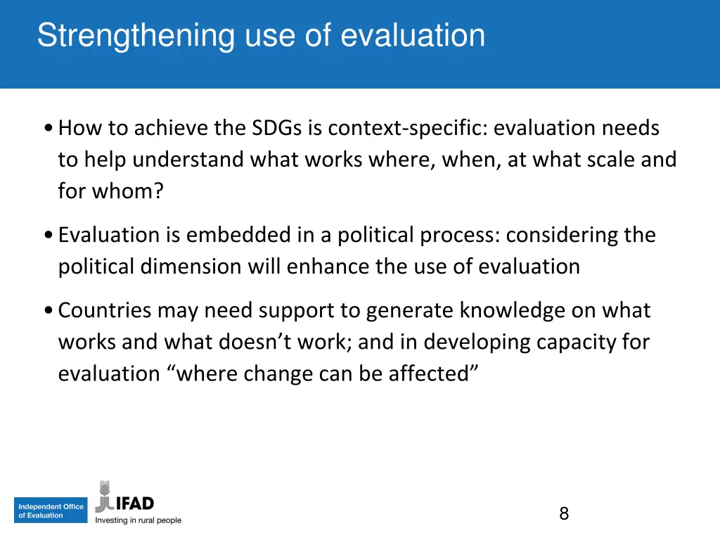 strengthening use of evaluation