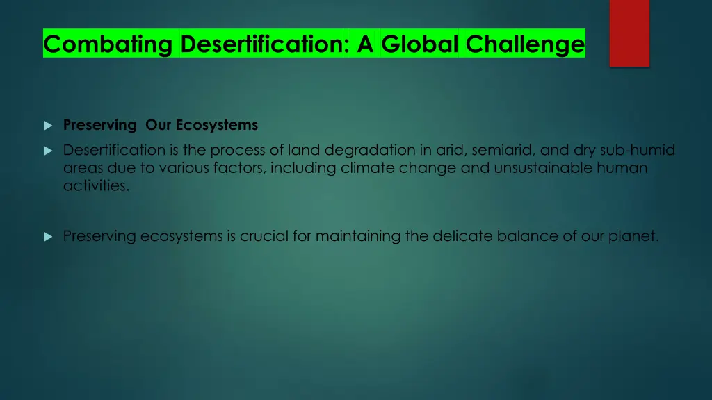 combating desertification a global challenge
