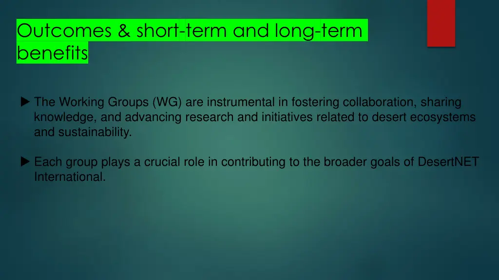 outcomes short term and long term benefits