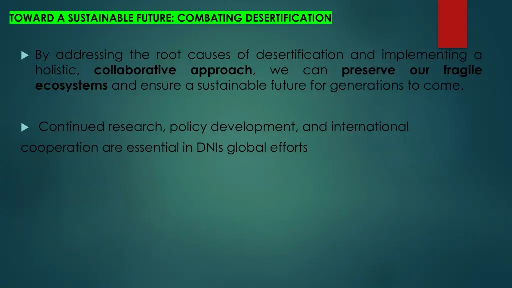 toward a sustainable future combating