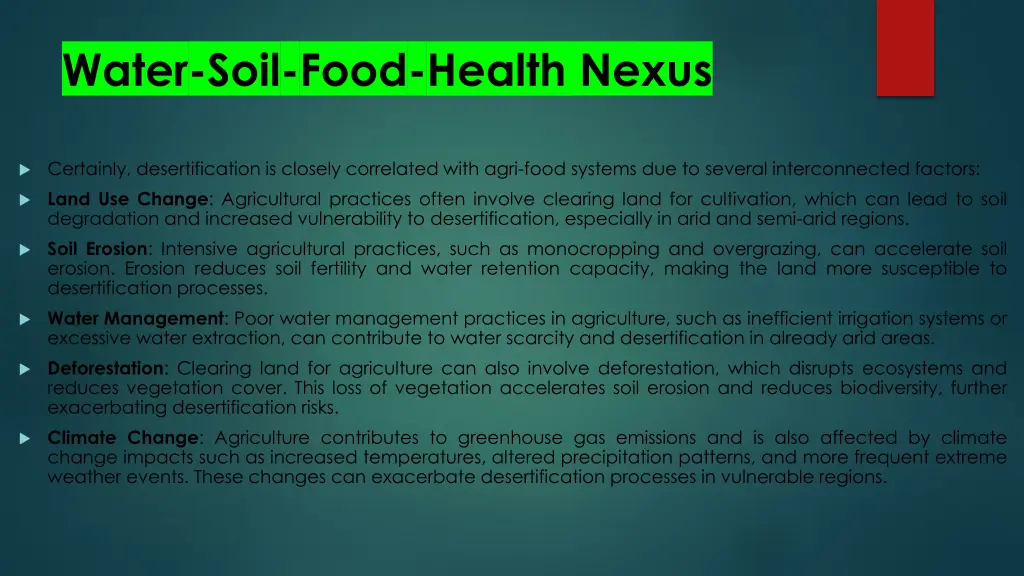 water soil food health nexus