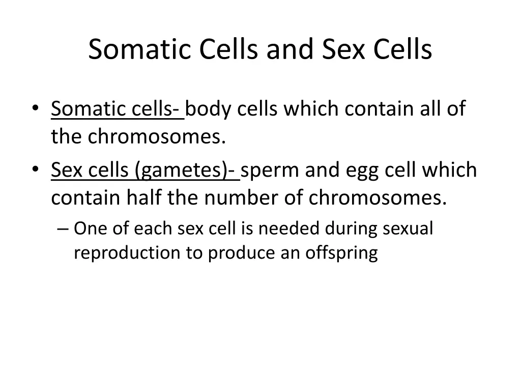 somatic cells and sex cells