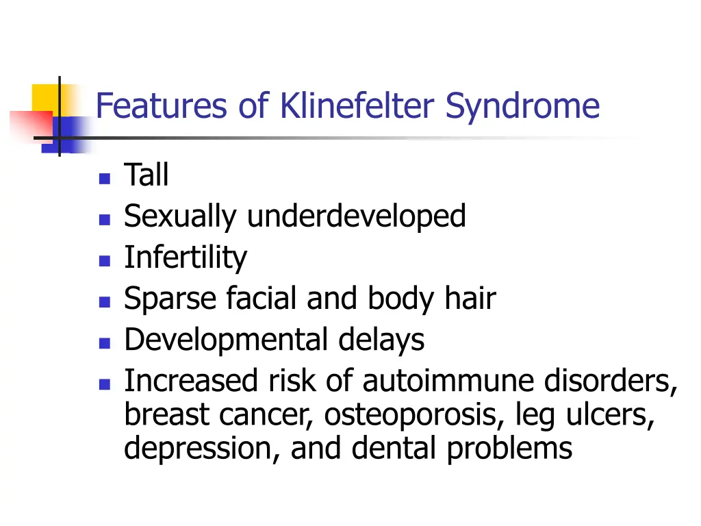 features of klinefelter syndrome