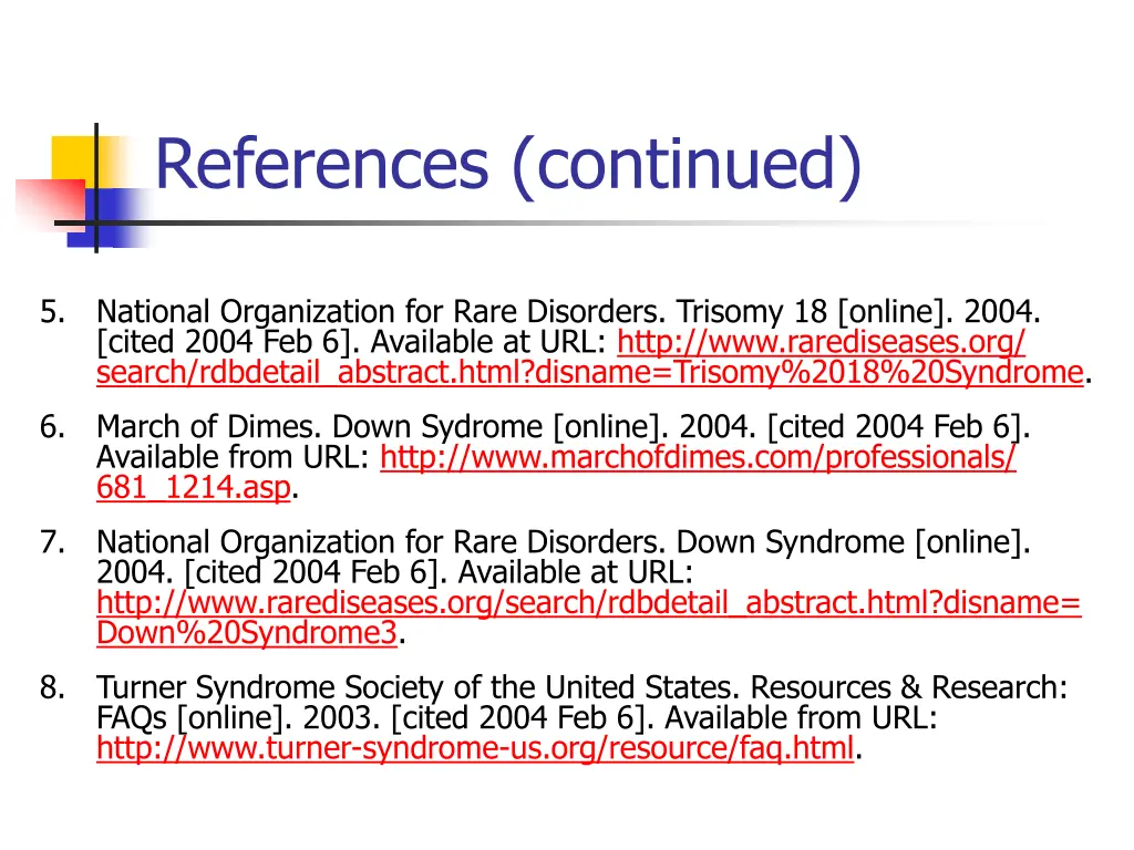 references continued