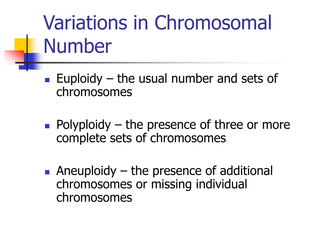 variations in chromosomal number