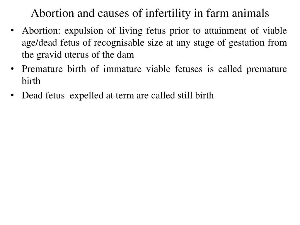 abortion and causes of infertility in farm