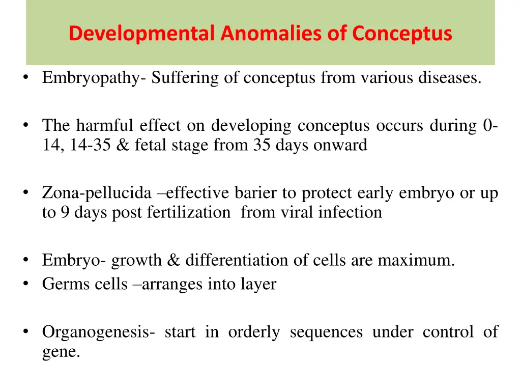 developmental anomalies of conceptus