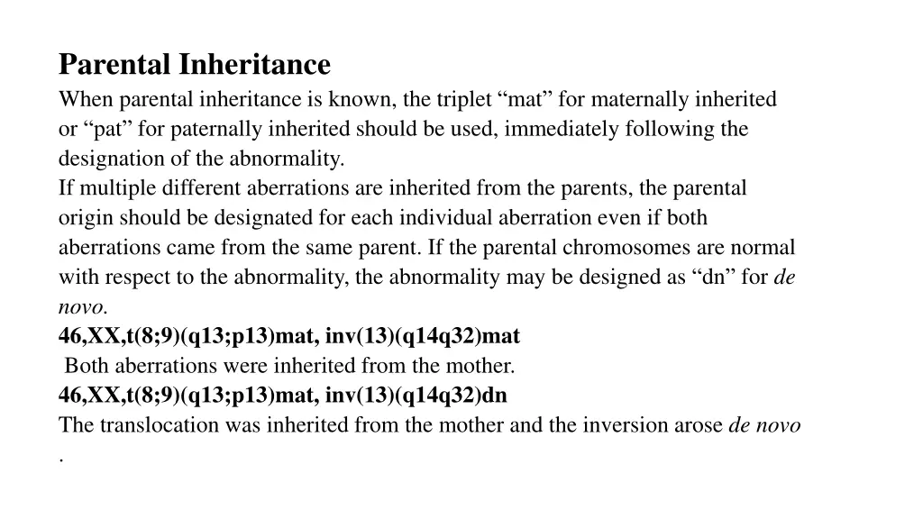 parental inheritance when parental inheritance