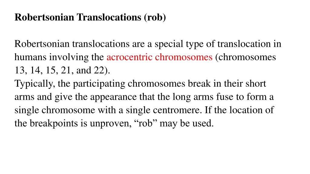 robertsonian translocations rob