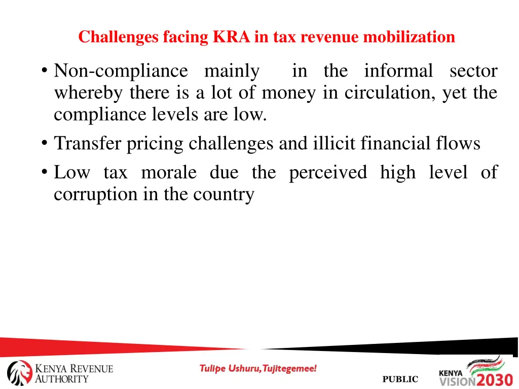 challenges facing kra in tax revenue mobilization