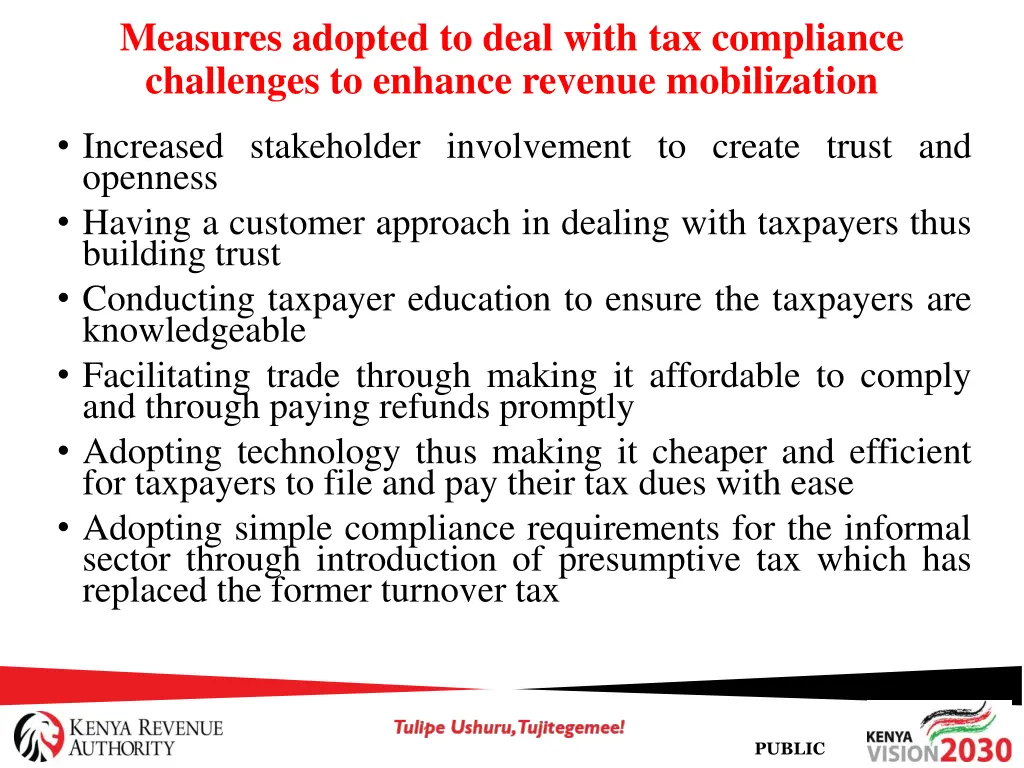 measures adopted to deal with tax compliance