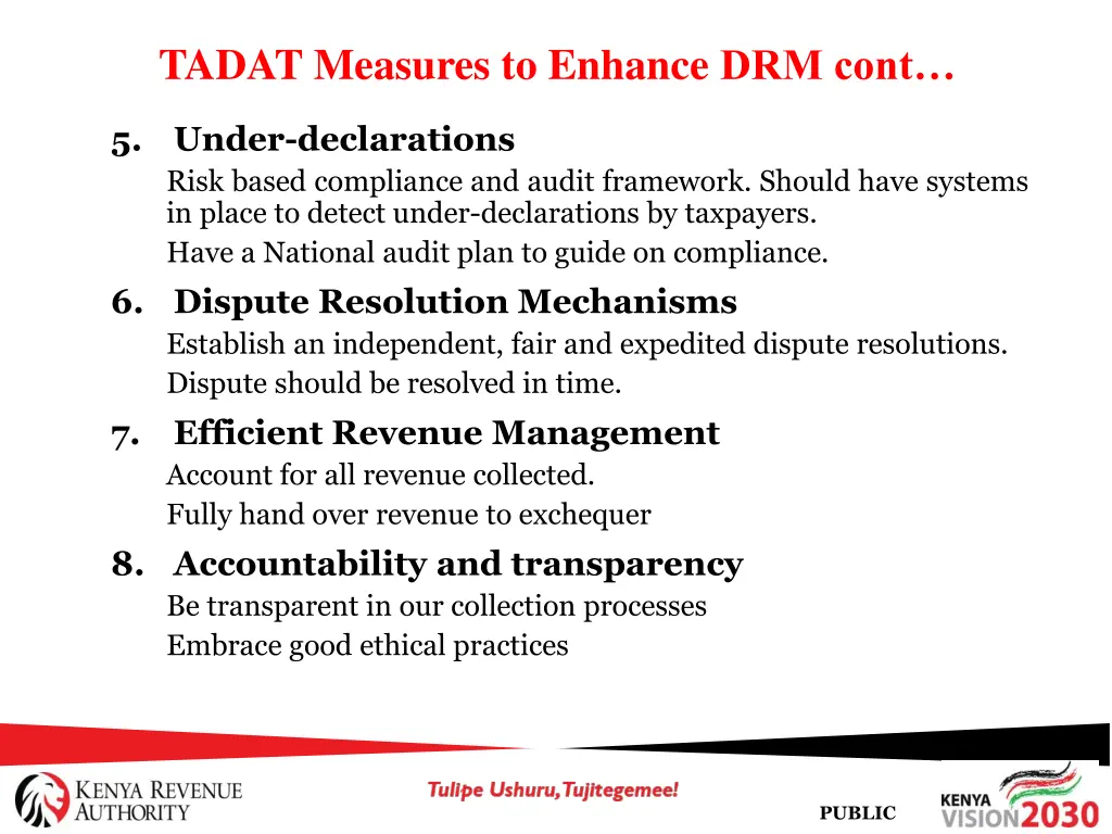tadat measures to enhance drm cont
