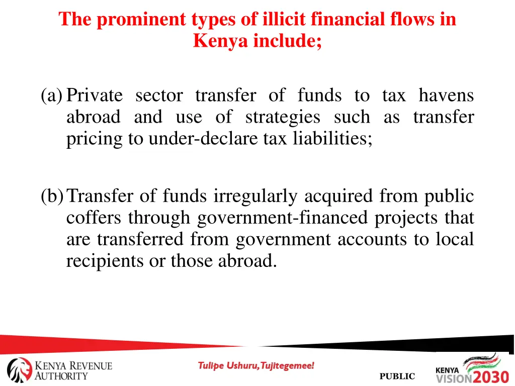 the prominent types of illicit financial flows