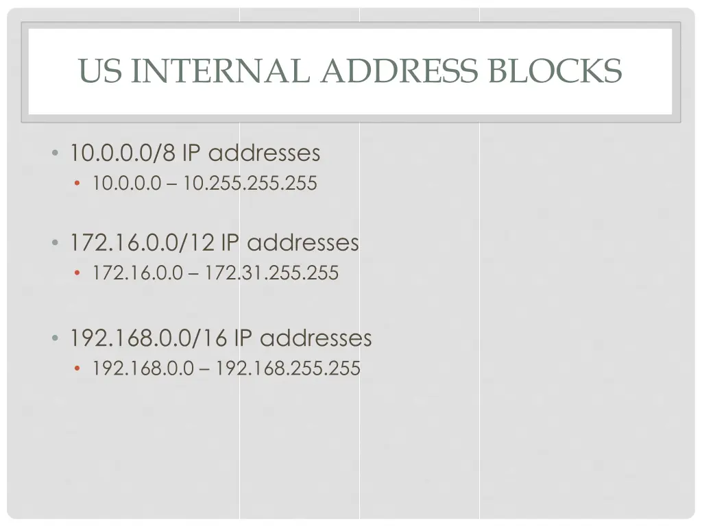 us internal address blocks