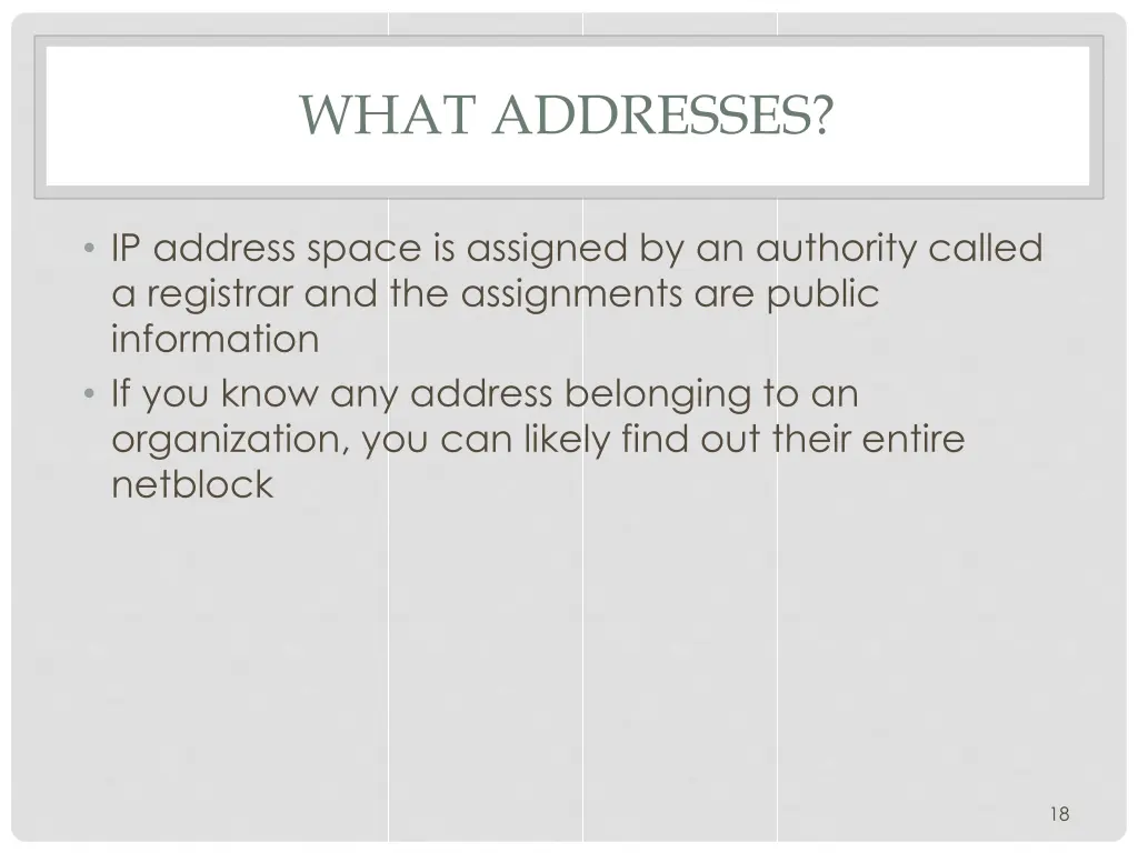 what addresses