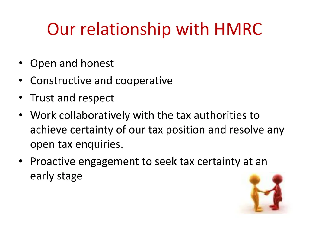 our relationship with hmrc