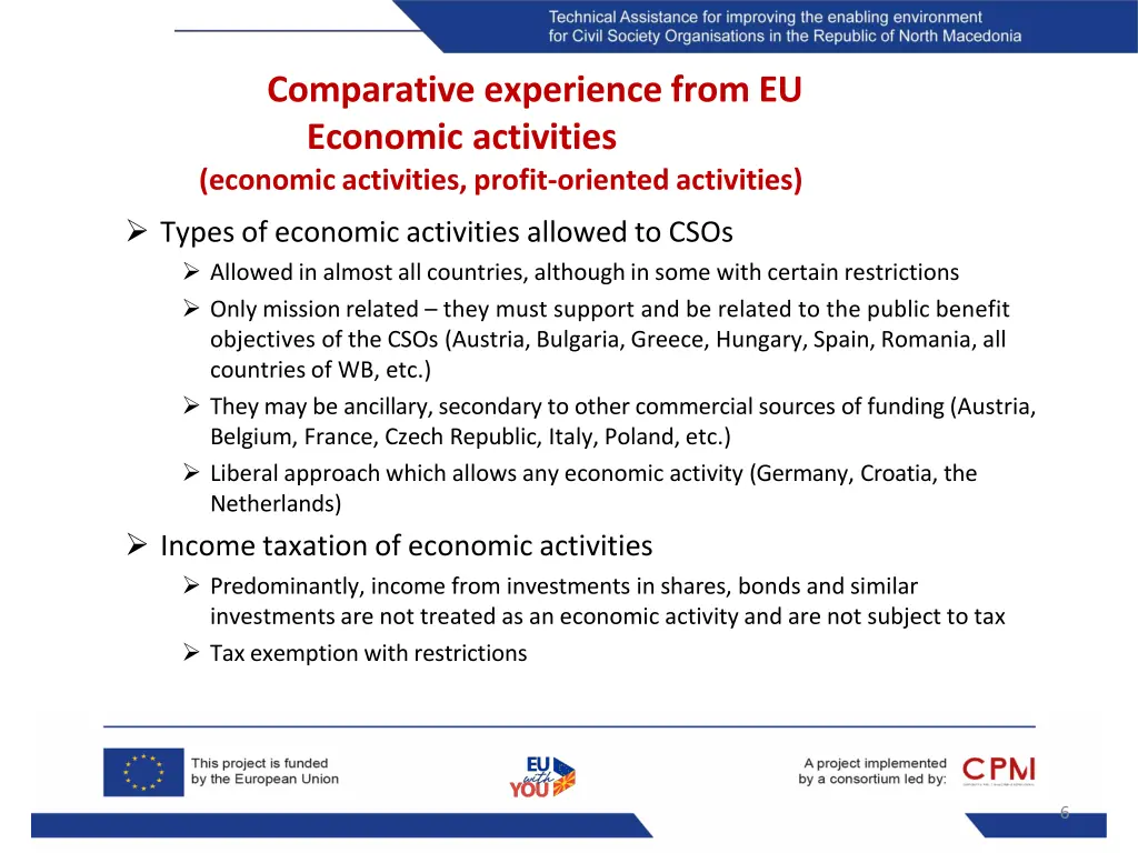 comparative experience from eu economic