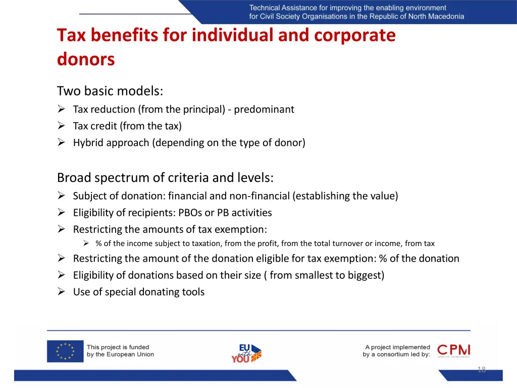 tax benefits for individual and corporate donors