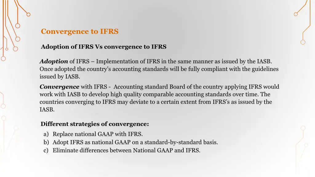 convergence to ifrs