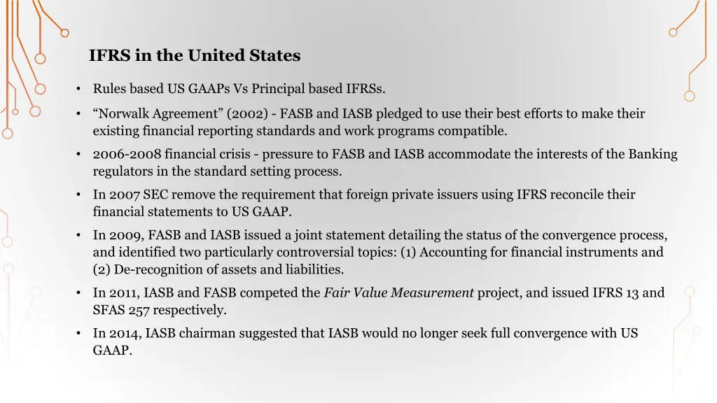 ifrs in the united states
