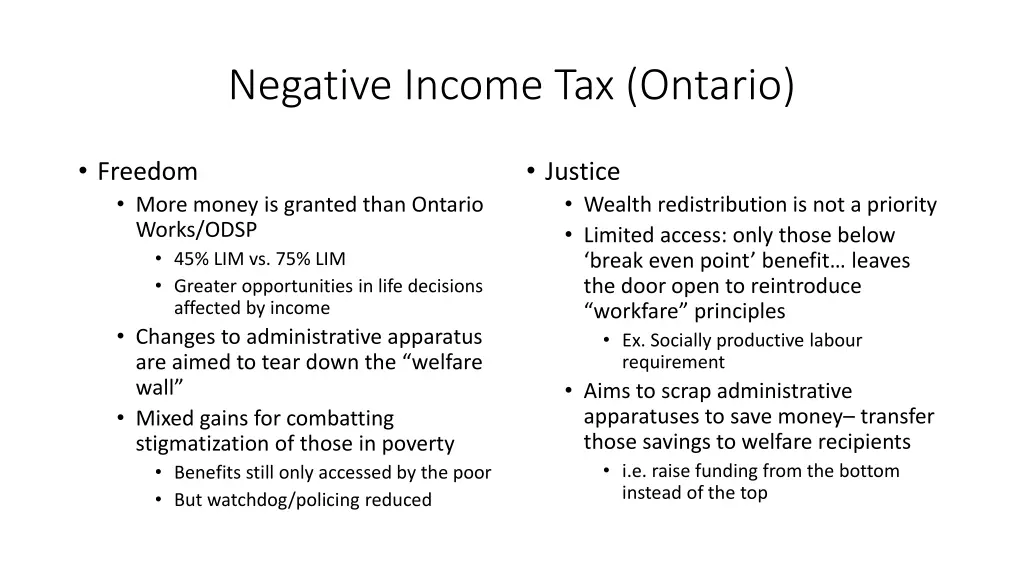 negative income tax ontario