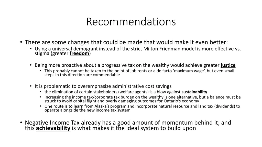 recommendations