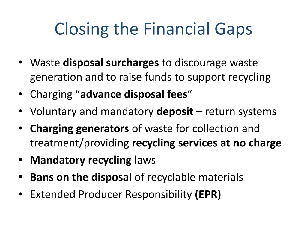 closing the financial gaps