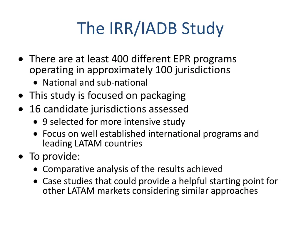 the irr iadb study