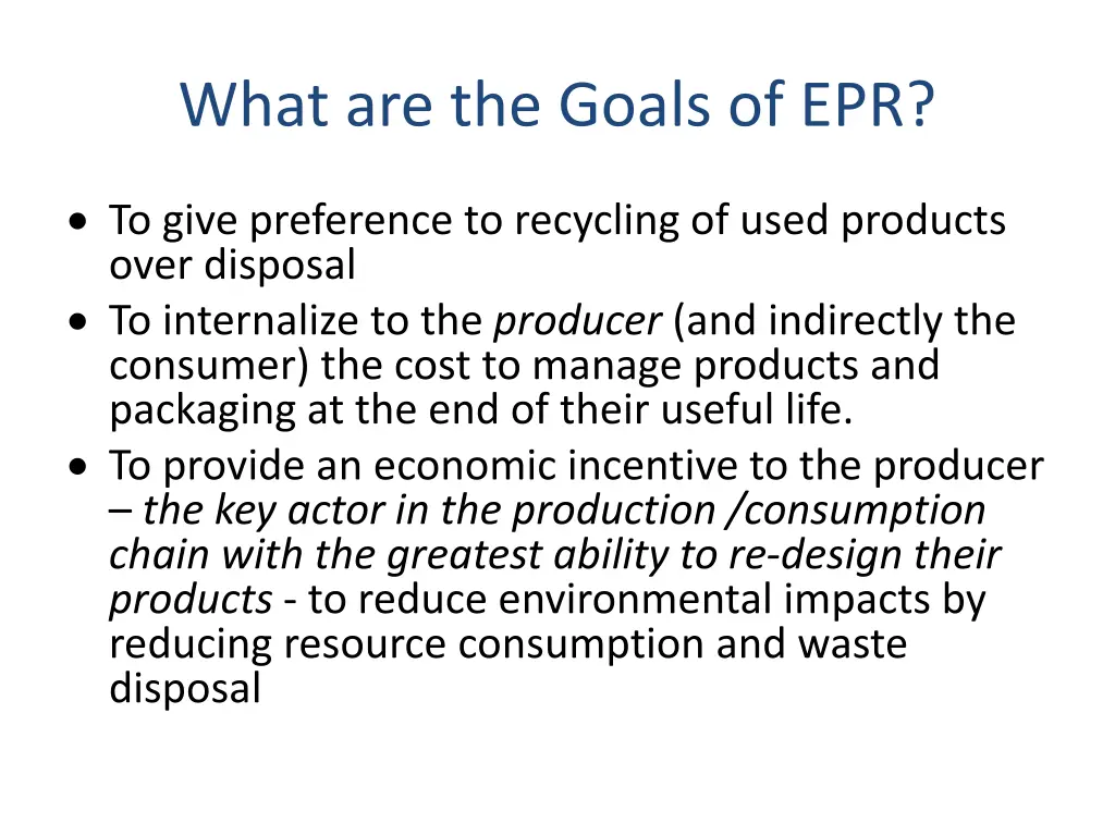 what are the goals of epr